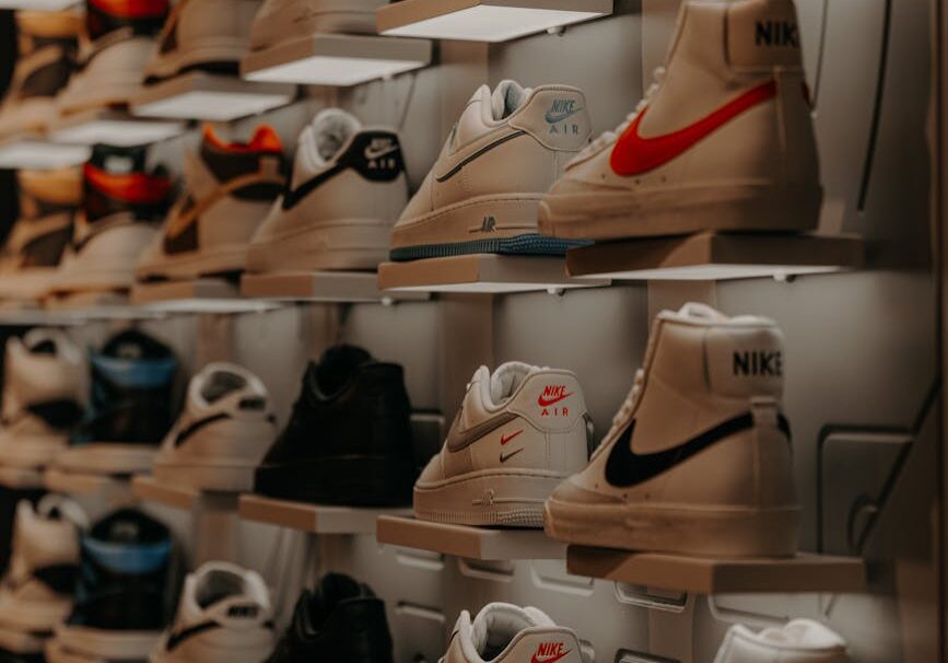 store display with nike sneakers